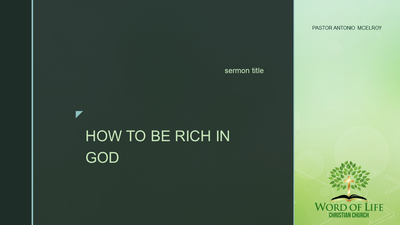HOW TO BE RICH IN GOD