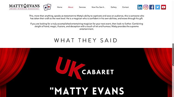Matty Evans Magic Website
