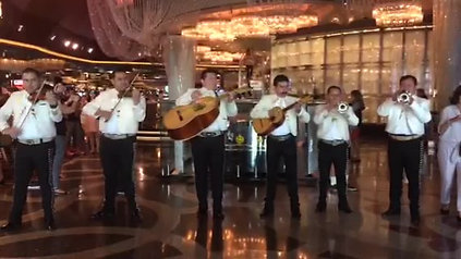 Mariachi's in front of Chandelier Bar at Cosmo 2014