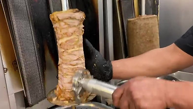 Cutting Up the Chicken Gyro Meat