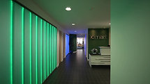 Iomart Offices Reception Area With Illuminated Glass Walls