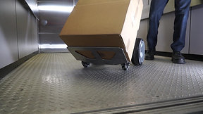 Self Supporting Handtruck on OMNIA wheels.