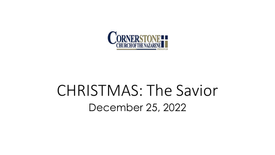 CHRISTMAS: The Savior