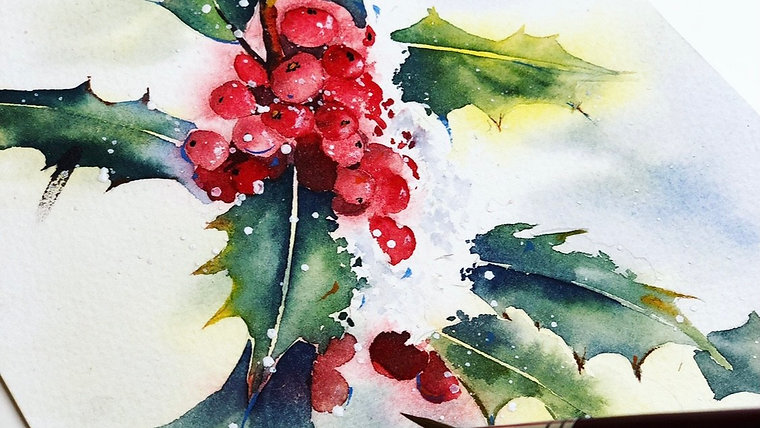 Christmas cards. Holly berries