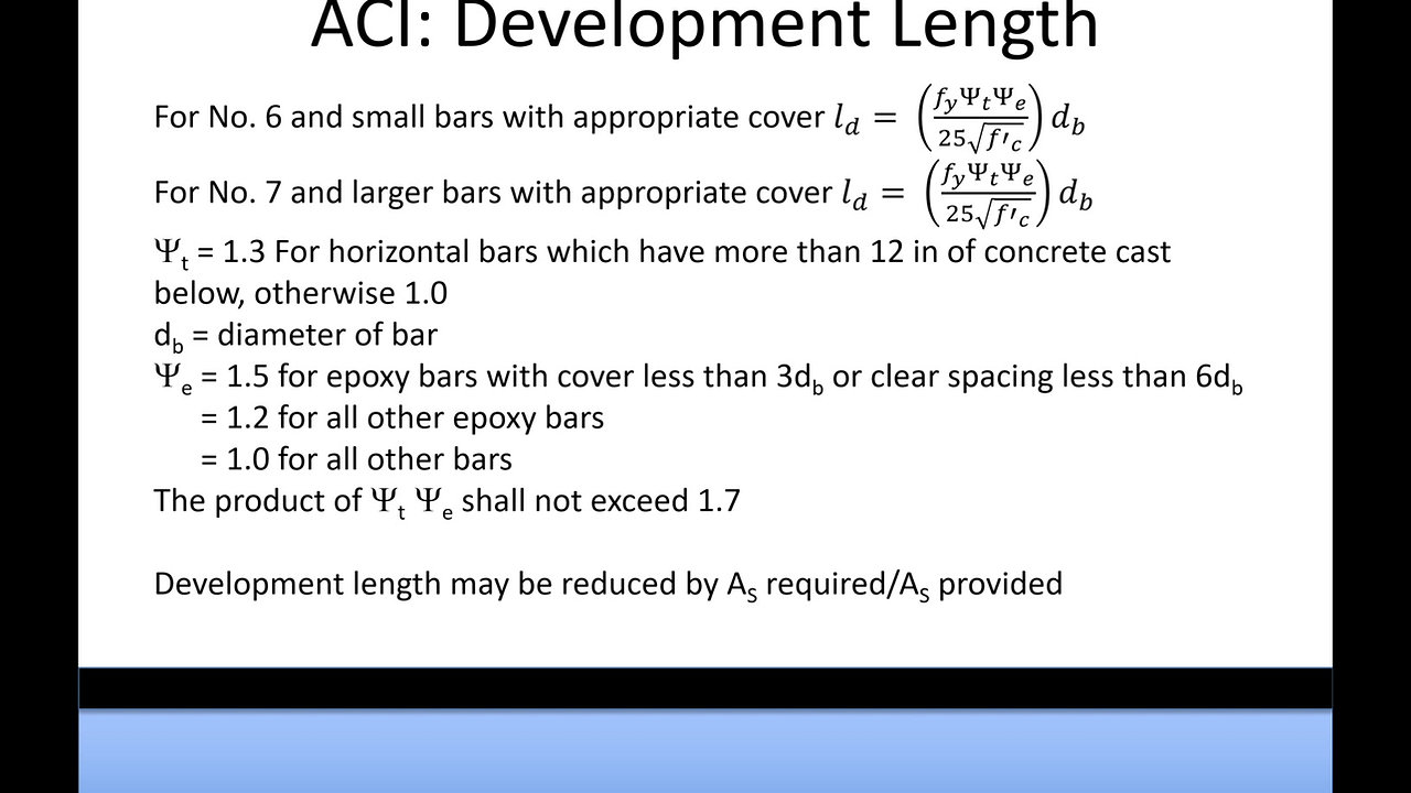Civil PE Exam Structural Depth Lecture Example: ACI Development Length