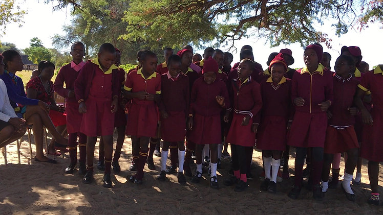 Zimbabwe girls dancing Ngamo School celebrating computer handover 