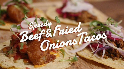 Speedy Beef & Fried Onions Tacos