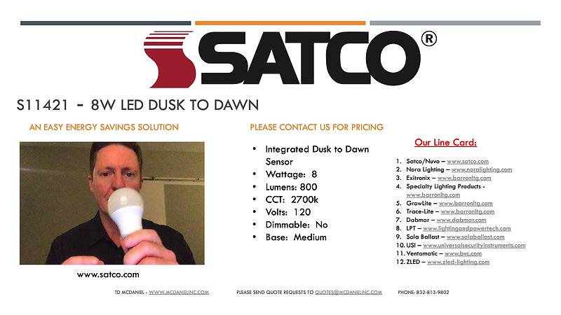 Satco S11421 Dusk to Dawn Presentation
