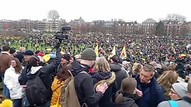 A sea of people in Amsterdam against covid passports and mandates