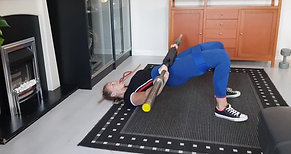 Knee-Banded Barbell Glute Bridge at Home