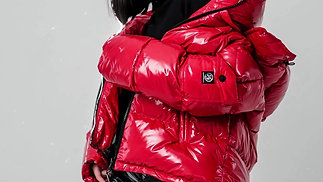FIERY RED MONCLER DOWN-JACKET
