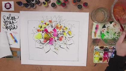 Blumenstrauß – Motiv koloriert von Gris