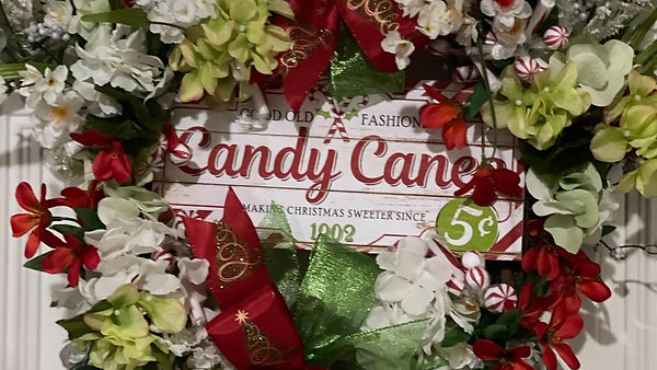  Grapevine Candy Cane Wreath For Front Door