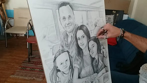Karakalem Aile Portre Çizimi 50x70cm
