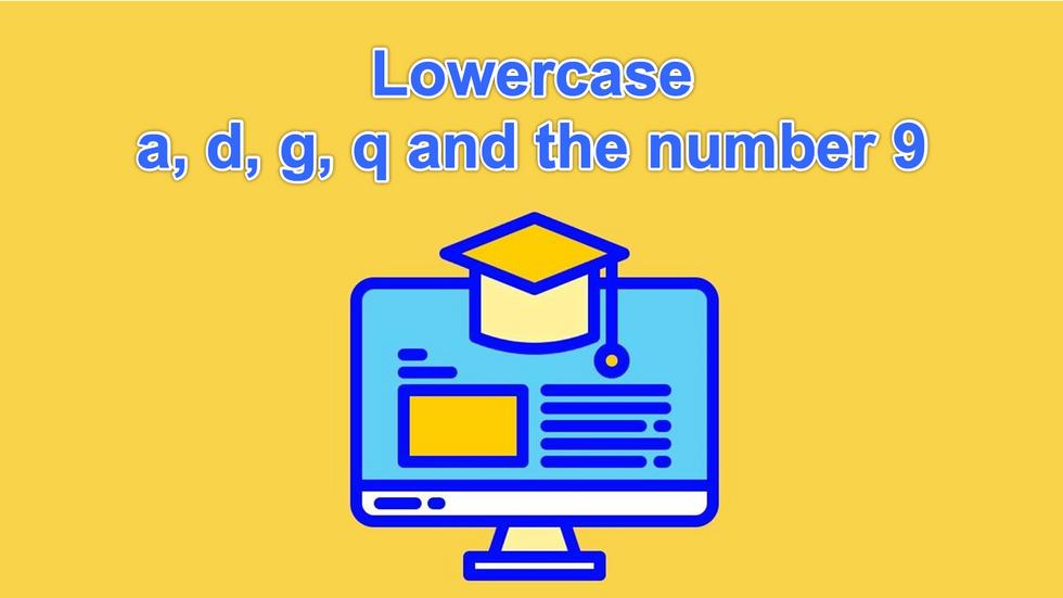 Lowercase a, d, g, q and the number 9