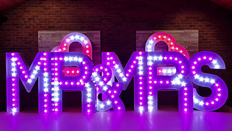 M R M R SKMS Hire's 5ft Tall RGB Colour Changing MR & MRS light up letters