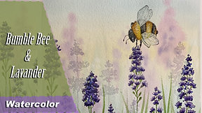 How to paint a Watercolor Bumble Bee and a Lavender Field