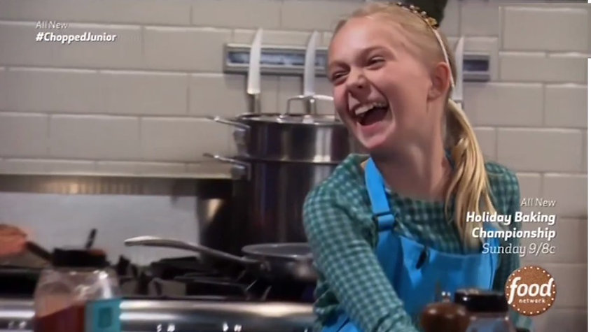 Lily on Chopped Junior, making a red wine sauce