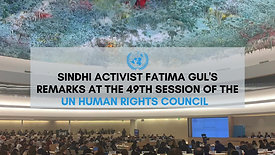 Once again: Sindhi human rights activist Fatima Gul speaks up at the UN Human Rights Council